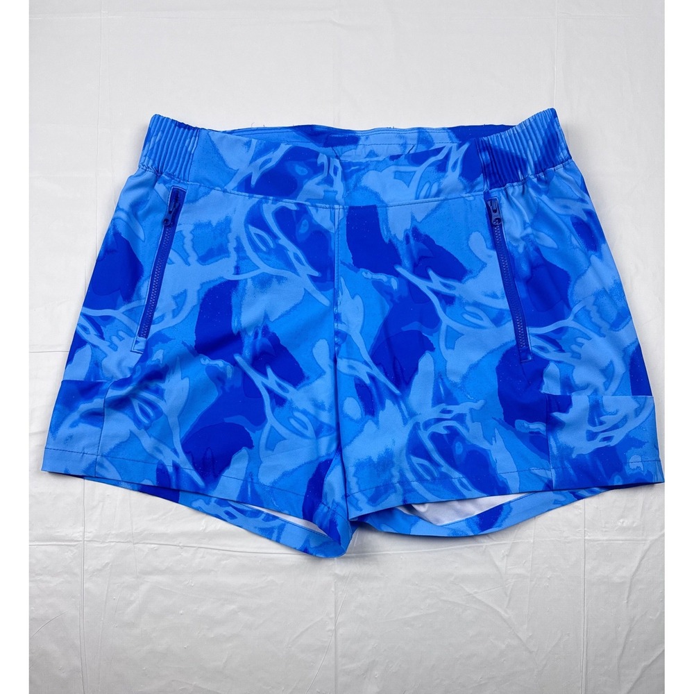 Columbia PFG Blue Abstract Print Fishing Shorts Womens Medium 5 Inch Inseam